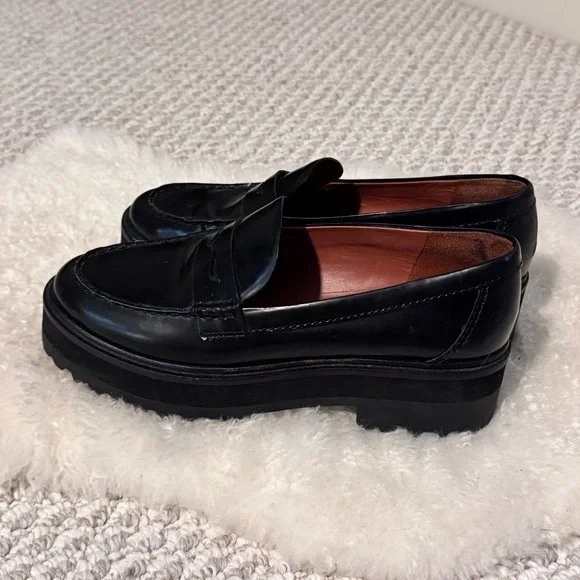 Reformation Agathea Black Chunky Platform Lugsole Penny Loafers in Size 7.5 - Picture 8 of 10